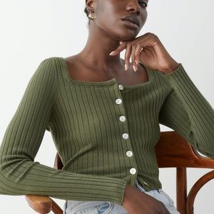 Other stories fitted ribbed button up cardigan